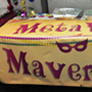 banner used as a table throw for a mardi gras part
